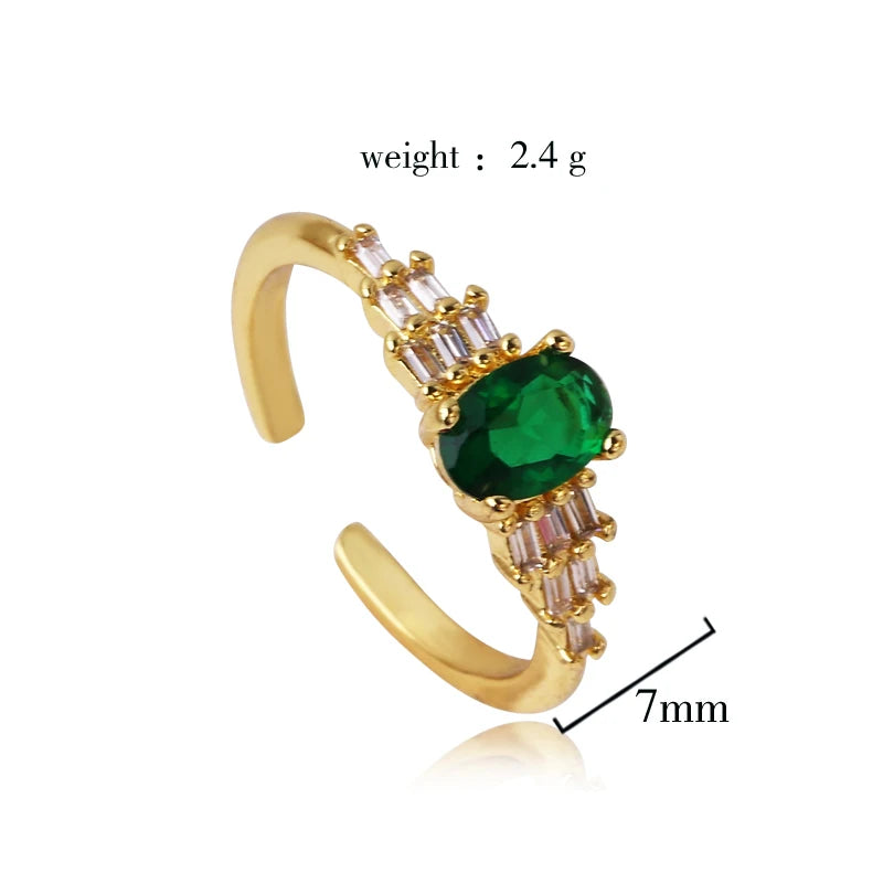 Fashion Green Cubic Zirconia 18K Gold Plated Emerald Crystal For Women Charm Bling Luxury CZ Zircon Jewelry New