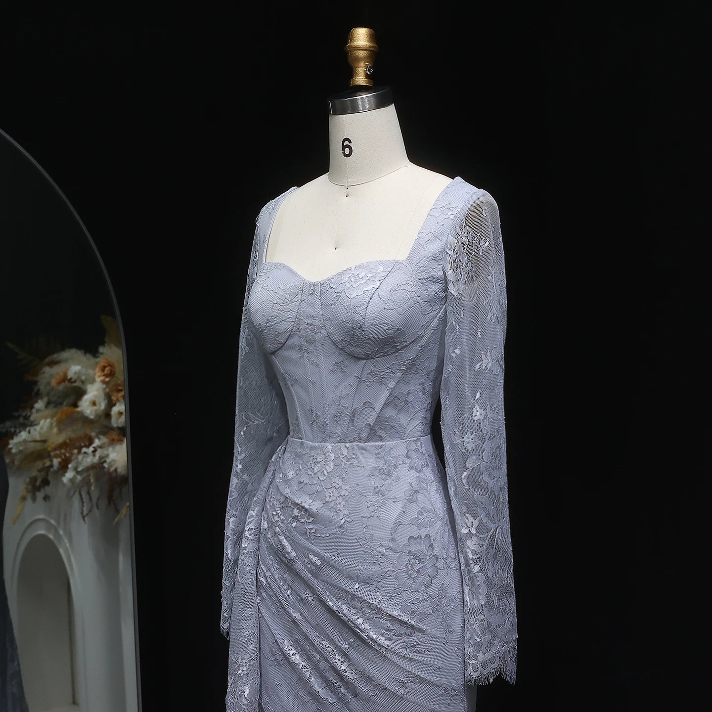 Sharon Said Arabic Lace Purple Mermaid Off-shoulder Evening Dress with Sleeves for Women Wedding Party Gowns SF075 Customized