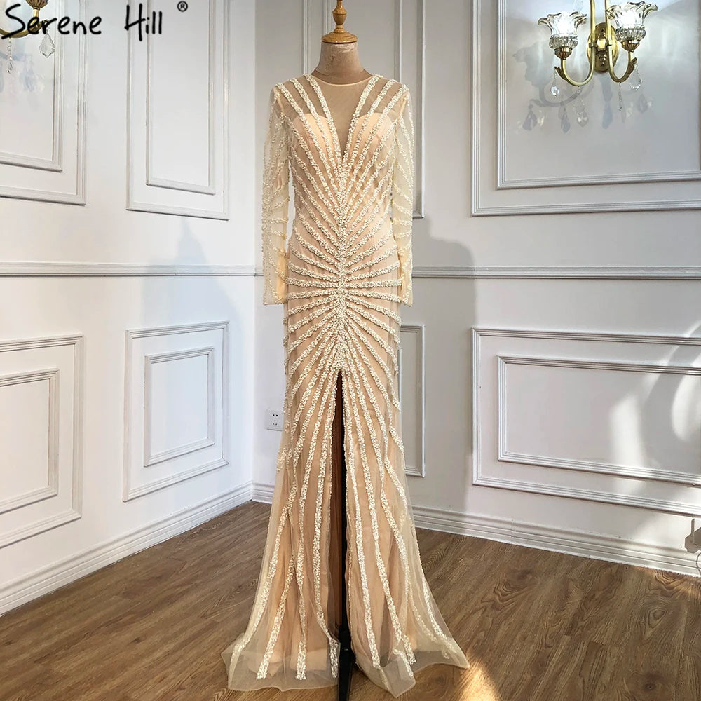 Luxury Black Beading Mermaid Long Split Evening Dresses Party Wear For Women Real Photo 2025 LA70183 Customized