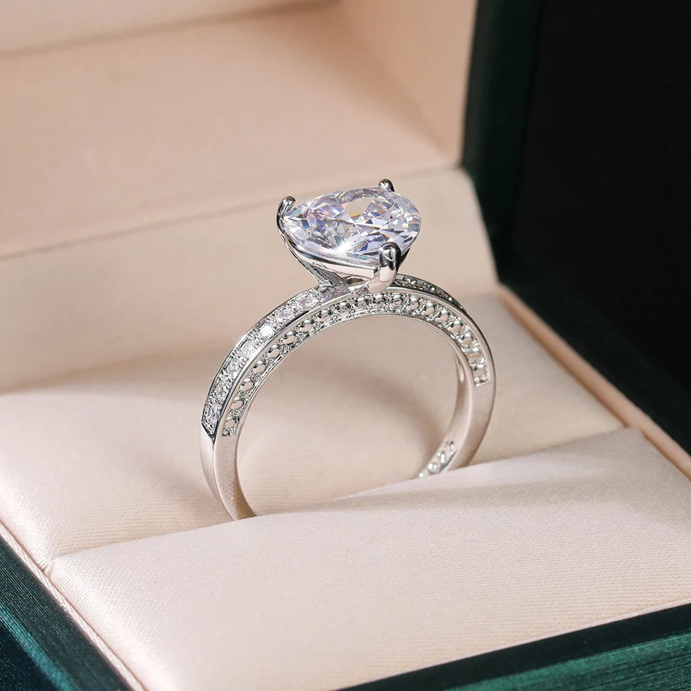 Huitan Luxury Heart CZ Women Wedding Sets Ring/Earring/Necklace High-quality Silver Color Love Jewelry Eternity Accessories Bulk