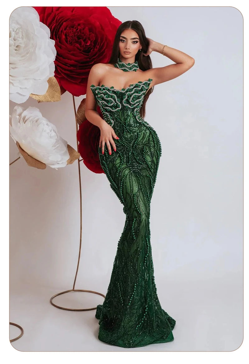 VC Enchanting Sleeveless Beaded Strapless Dress for Special Occasions Party Evening Gown