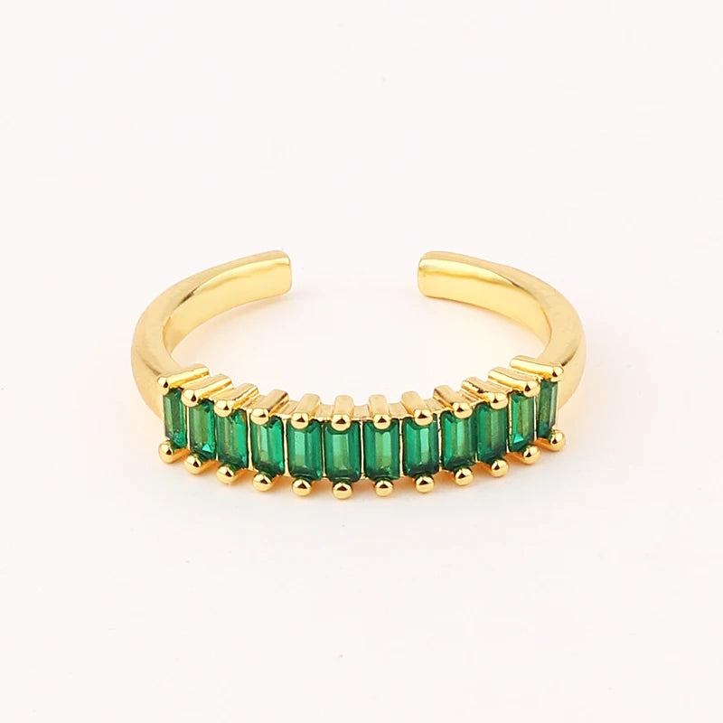 Fashion Green Cubic Zirconia 18K Gold Plated Emerald Crystal For Women Charm Bling Luxury CZ Zircon Jewelry New