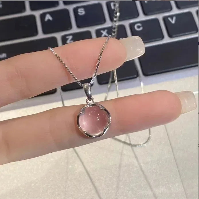 Fashion 925 Sterling Silver Round Zircon Necklace Minimalist Style Charm Choker Pendant Party Gift For Women's Fine Jewelry