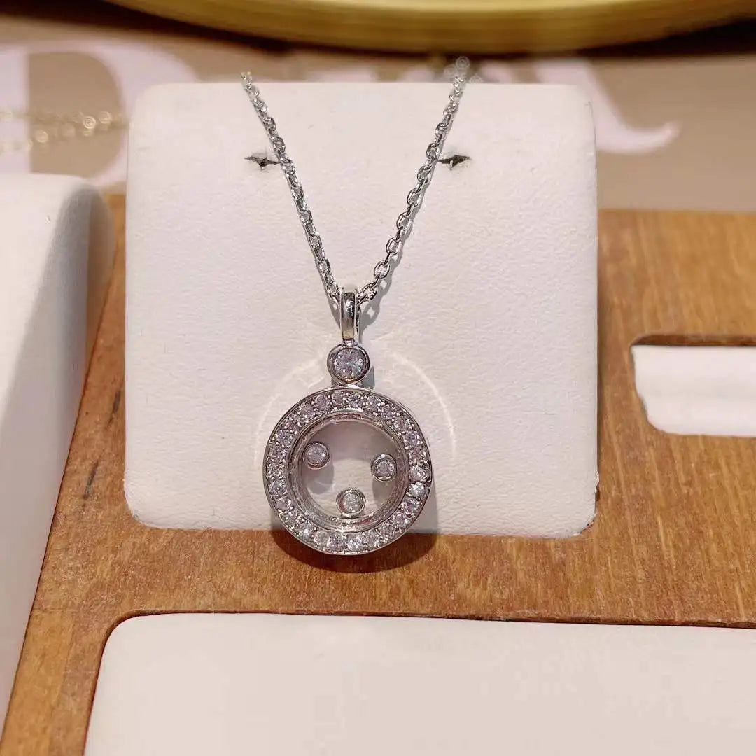 Luxury Round Shape Stackable Pendant Necklace Beautiful Full Cubic Zircon Tennis Chain Dubai Women Party Jewelry Gift D1571