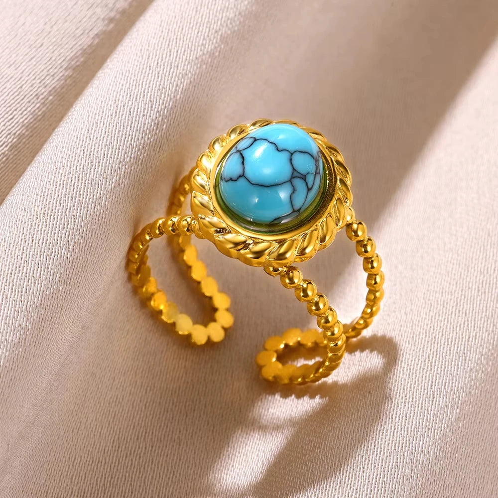 Luxury Blue Colorful Zircon Rings For Women Stainless Steel Gold Plated Flower Butterfly Ring Exquisite Party Shiny Jewelry 2025