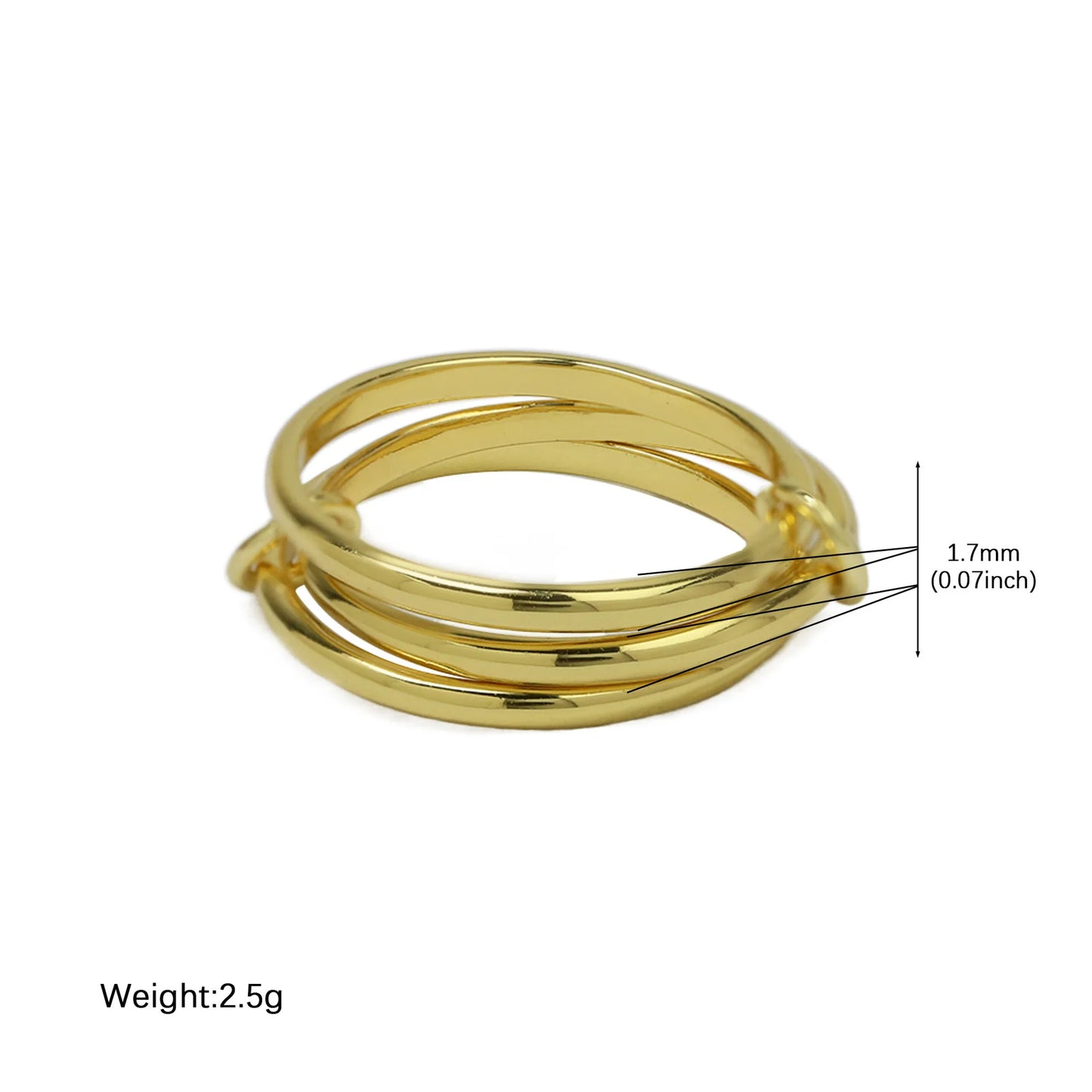 Stainless Steel Multilayer Double Color Link Chain Rings 18K Gold PlatedCZ Zircon Stackable Charm Jewelry Trendy Waterproof Gift