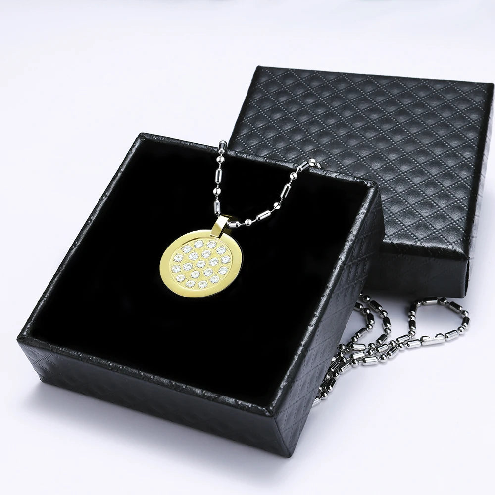 Fashion Necklace Natural Stone Pendants Stainless Steel Abalone Zircon Healing Balance Jewelry with Box Women Gift