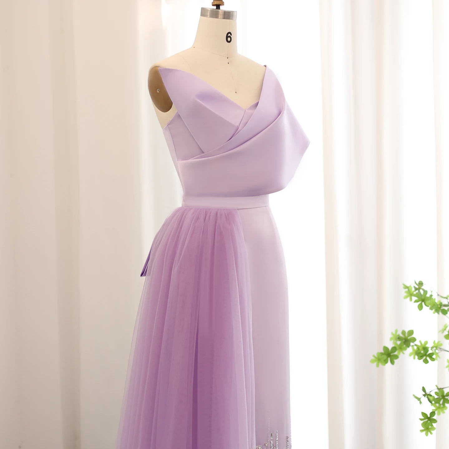 Sharon Said Dubai Lilac One Shoulder Evening Dress with Overskirt Arabic Women Sage Green Wedding Party Gowns SS405 Customized