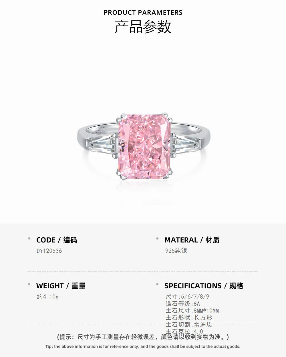 EUREKA 925 Sterling Silver Crushed Ice Cut Lab Pink Sapphire Gemstone Ring For Women Wedding Engagement Jewelry