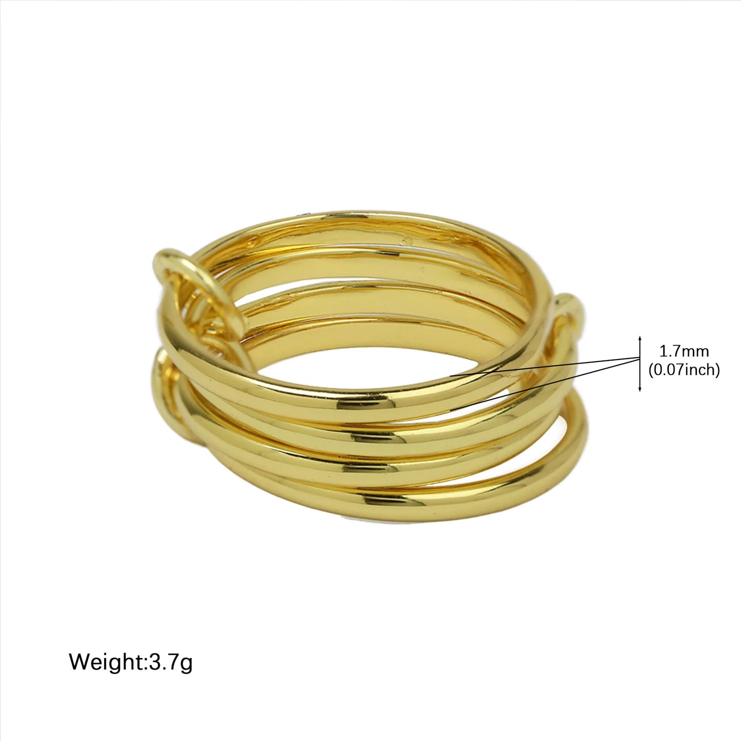 Stainless Steel Multilayer Double Color Link Chain Rings 18K Gold PlatedCZ Zircon Stackable Charm Jewelry Trendy Waterproof Gift