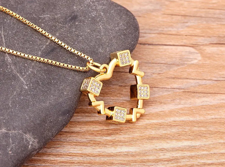 Nidin Romantic Simple Heart-shaped Necklaces Exquisite Crystal Zircon Pendant Gold Plated Clavicle Chain Women's Wedding Jewelry