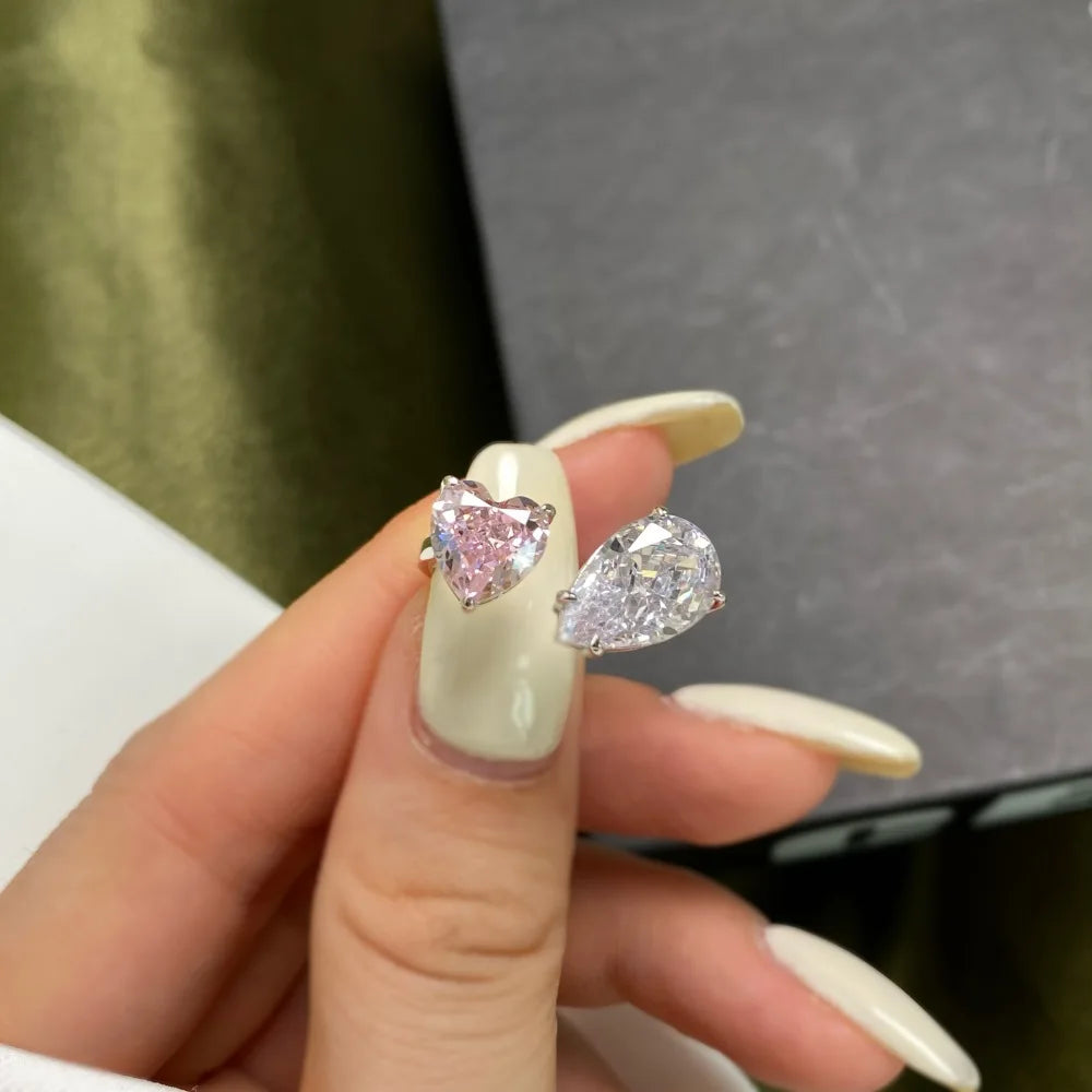 EUREKA 925 Sterling Silver Crushed Ice Cut Lab Pink Sapphire Gemstone Ring For Women Wedding Engagement Jewelry