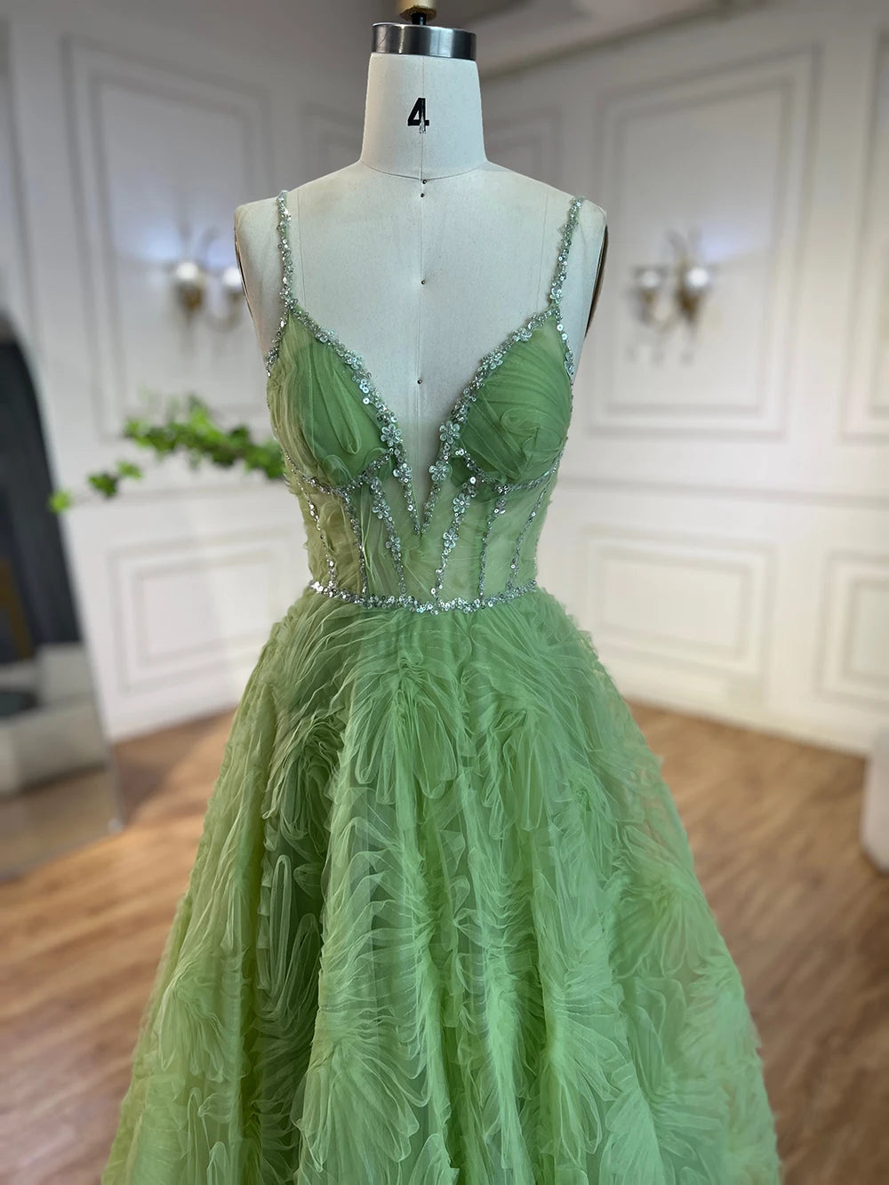 Serene Hill 2025 Arabic Sage Green Spaghetti Strap Backless A-Line Prom Dress for | Wedding Party LA72636 Customized