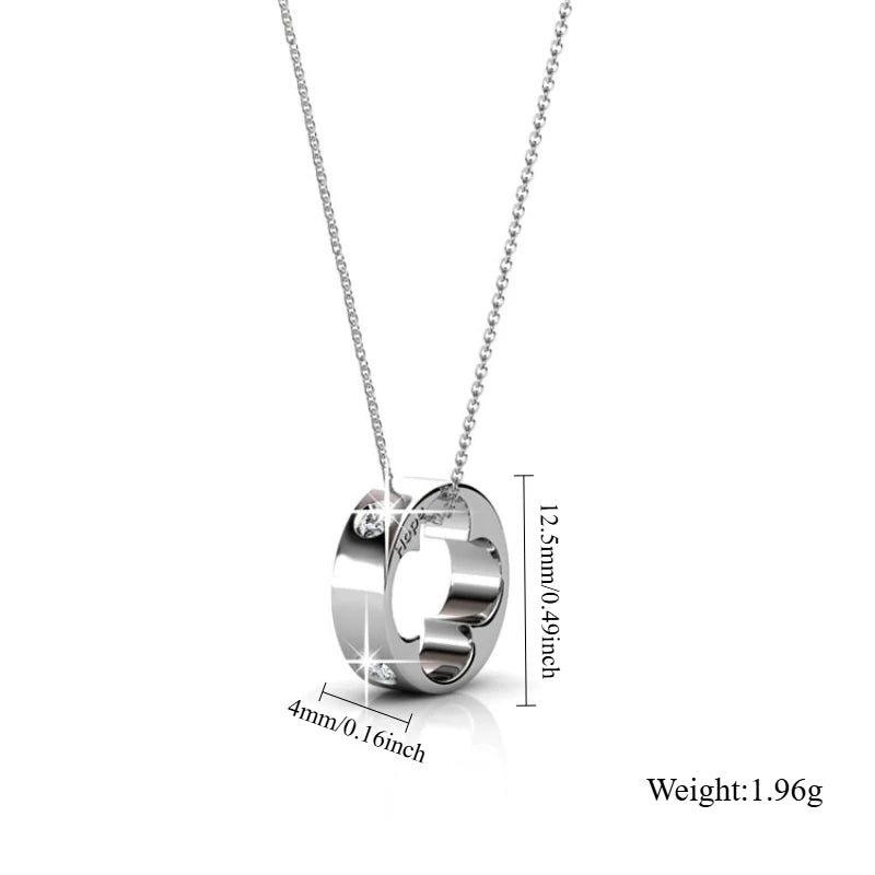 Daisini Trendy Round Geometric Pendant Necklace with Genuine Swarovski Crystals 925 Sterling Silver Fashion Jewelry Gift