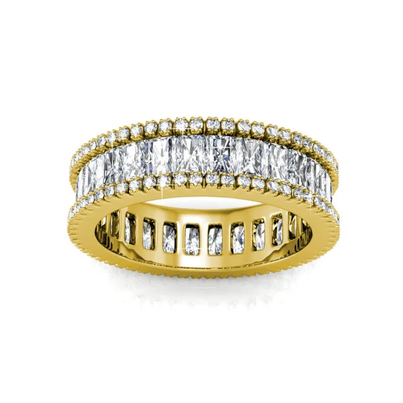 Daisini Band Ring Embellished with Premium Swarovski Crystals for Women Quality Brass with 18K White Gold Plated Fashion Jewelry