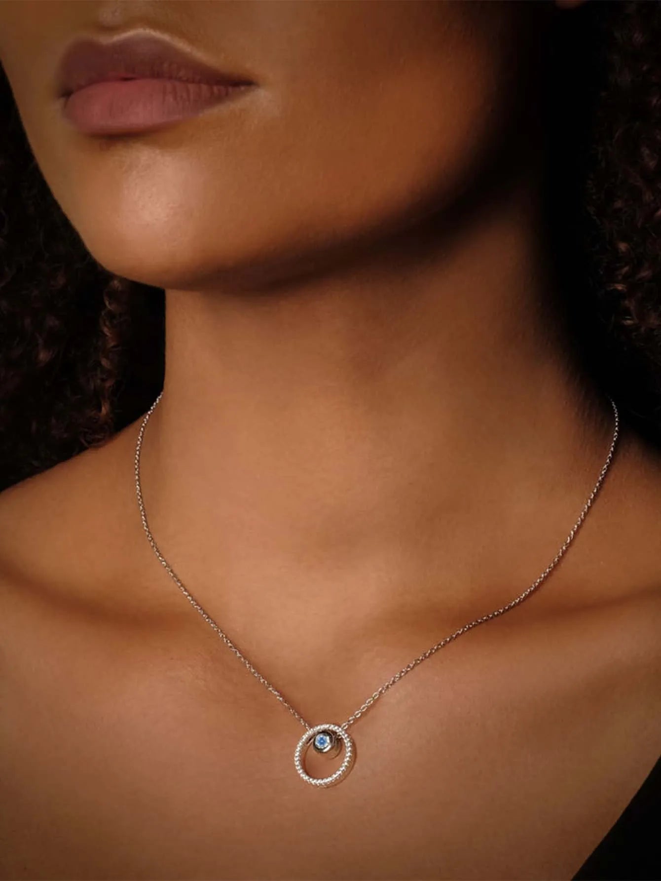 DPLAOPA 925 Sterling Silver Blue Crystal CZ Circle Pendant Zircon Move Triple In 3 Wearing Necklace Luxury Fine Jewelry