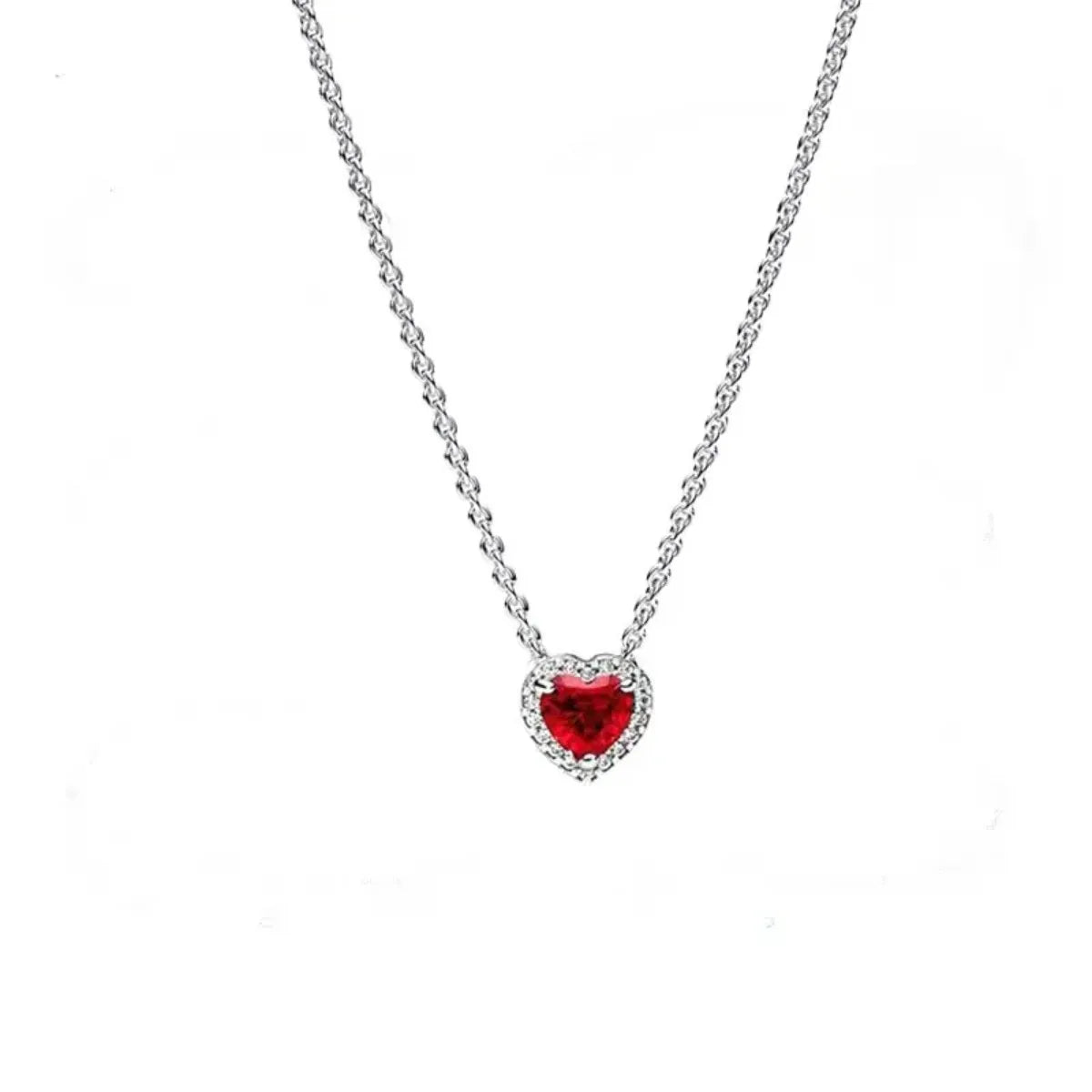 Colorful Heart Shaped Pendants Necklace Original 925 Sterling Silver Elevated Heart Necklace Lover's Holiday Fine Jewelry Gift