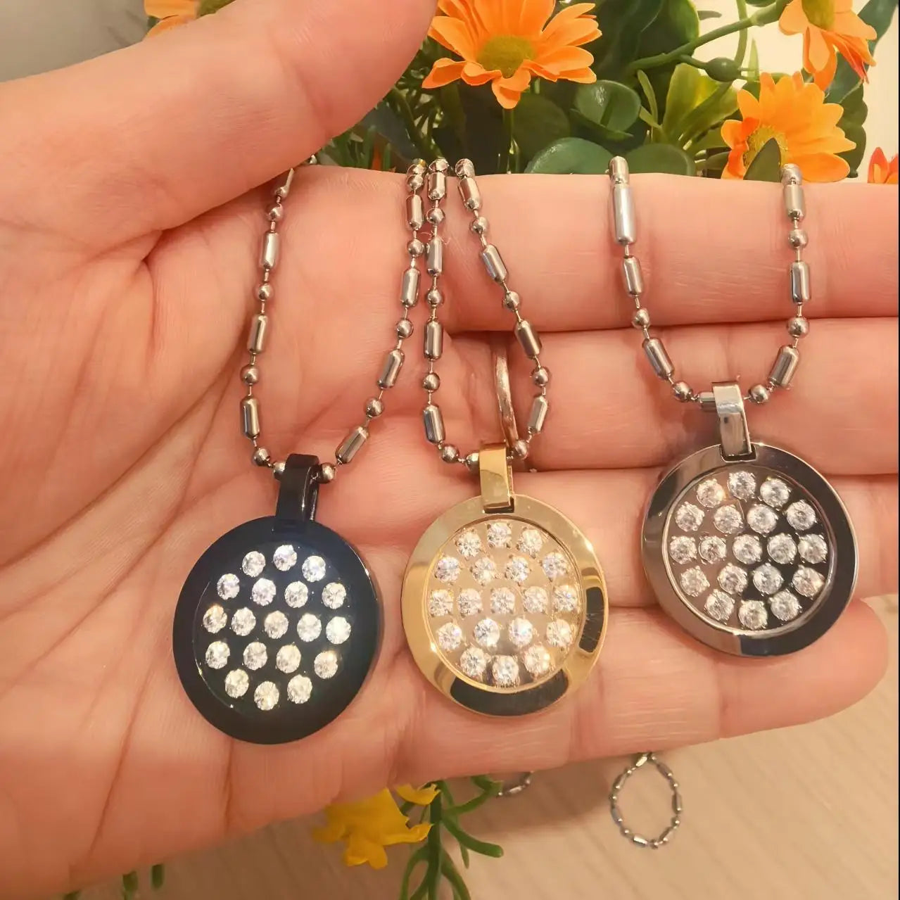 Fashion Necklace Natural Stone Pendants Stainless Steel Abalone Zircon Healing Balance Jewelry with Box Women Gift