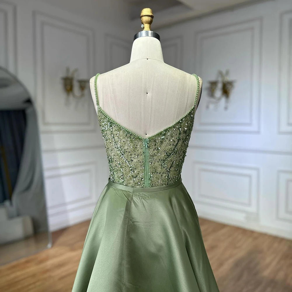 Sage Green Beaded Evening Dresses Gowns with Detachable Overskirt for Party LA72733A 2025 Customized Serene Hill