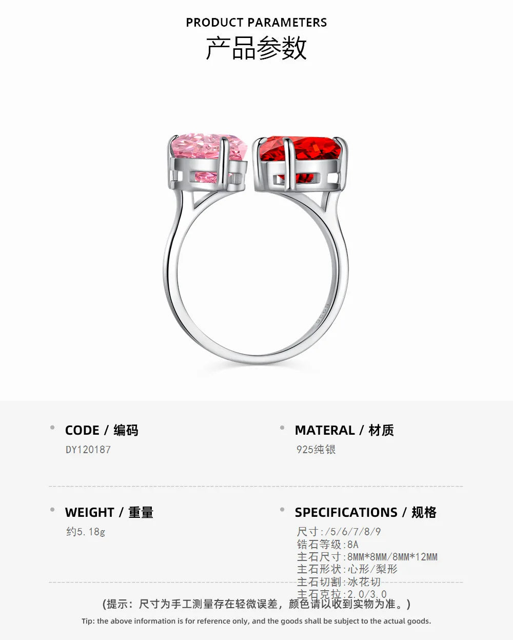 EUREKA 925 Sterling Silver Crushed Ice Cut Lab Pink Sapphire Gemstone Ring For Women Wedding Engagement Jewelry