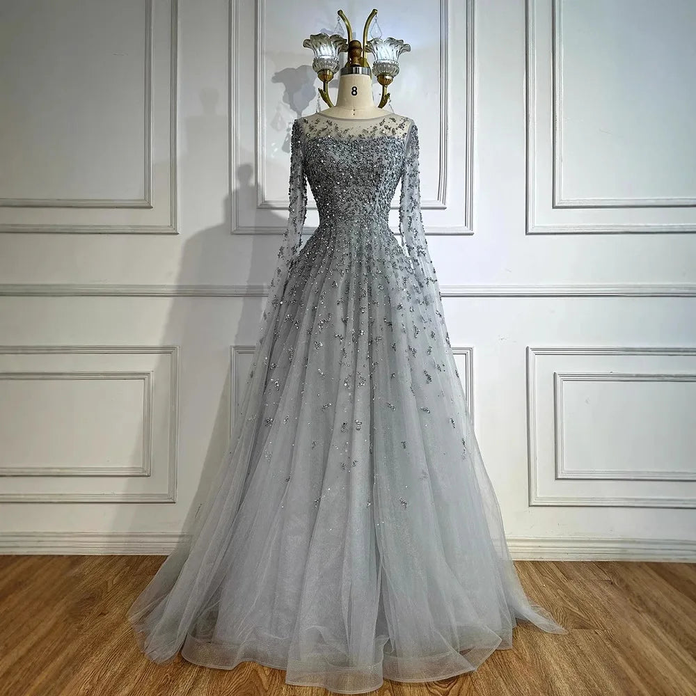 Luxury Elegant Turquoise Evening Dress Gown with Cape for Formal Occasion 2025 LA72965 Serene Hill Customized