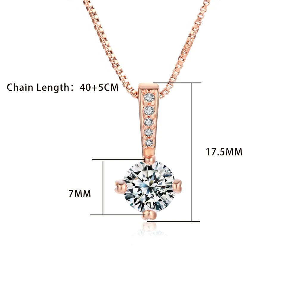 Minimalist Simple Crystal Pendants Necklaces For Women Charms Zirconia Necklace Rose Gold Color Fashionable Neck Jewelry Gifts