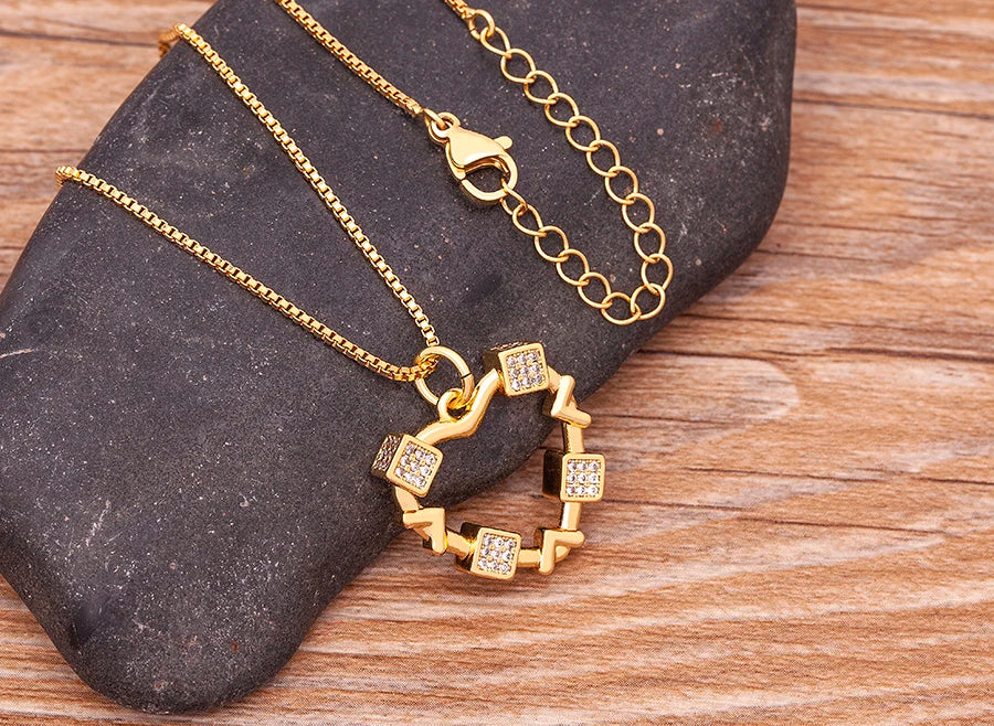 Nidin Romantic Simple Heart-shaped Necklaces Exquisite Crystal Zircon Pendant Gold Plated Clavicle Chain Women's Wedding Jewelry