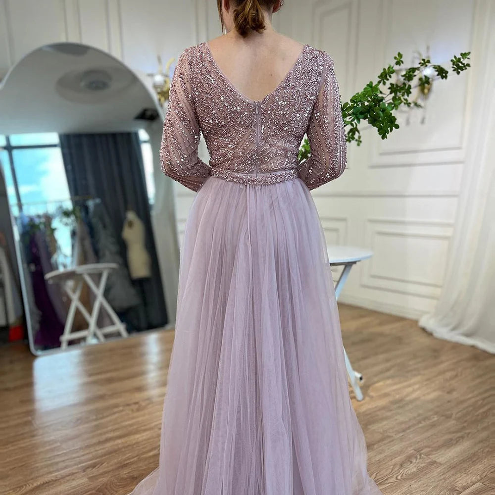 Serene Hill Mermaid Beaded Blue Muslim Evening Dresses Gowns with Detachable Skirt 2025 LA71750 Customized