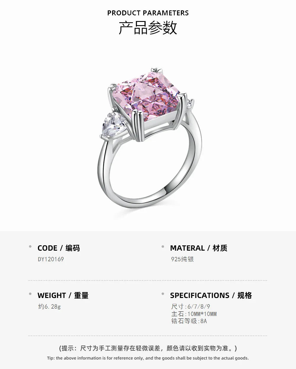 EUREKA 925 Sterling Silver Crushed Ice Cut Lab Pink Sapphire Gemstone Ring For Women Wedding Engagement Jewelry