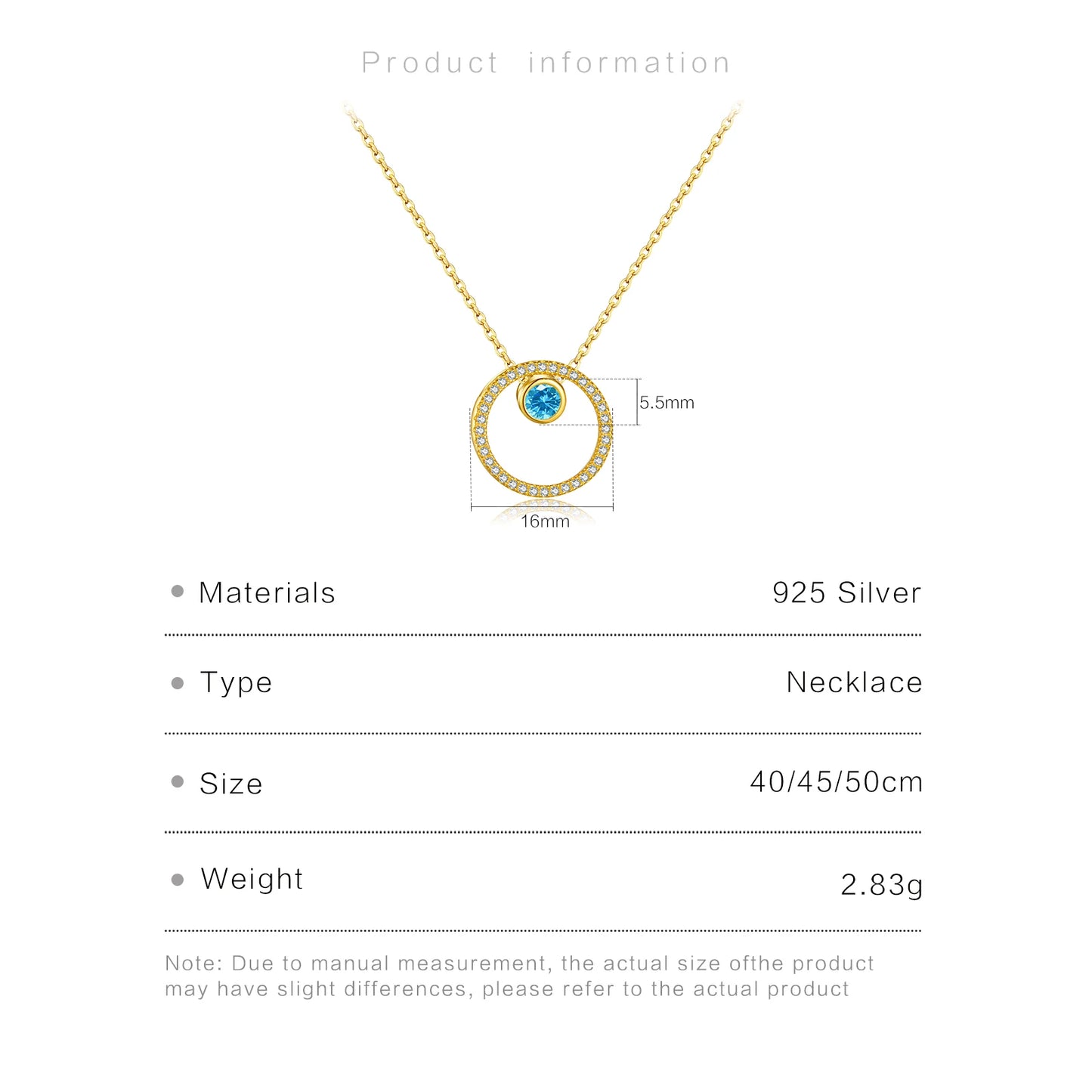 DPLAOPA 925 Sterling Silver Blue Crystal CZ Circle Pendant Zircon Move Triple In 3 Wearing Necklace Luxury Fine Jewelry