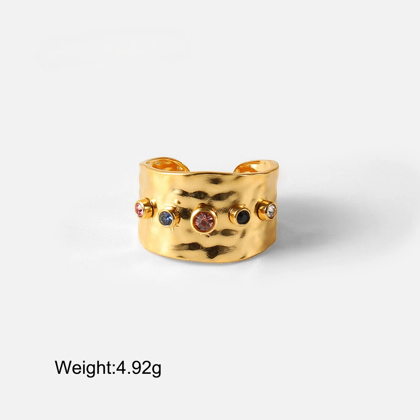 Fashion Irregular Stainless Steel Waterproof Open Ring Personality Charms PVD Real Gold 18K Plated Trendy Jewelry Gifts for Wome