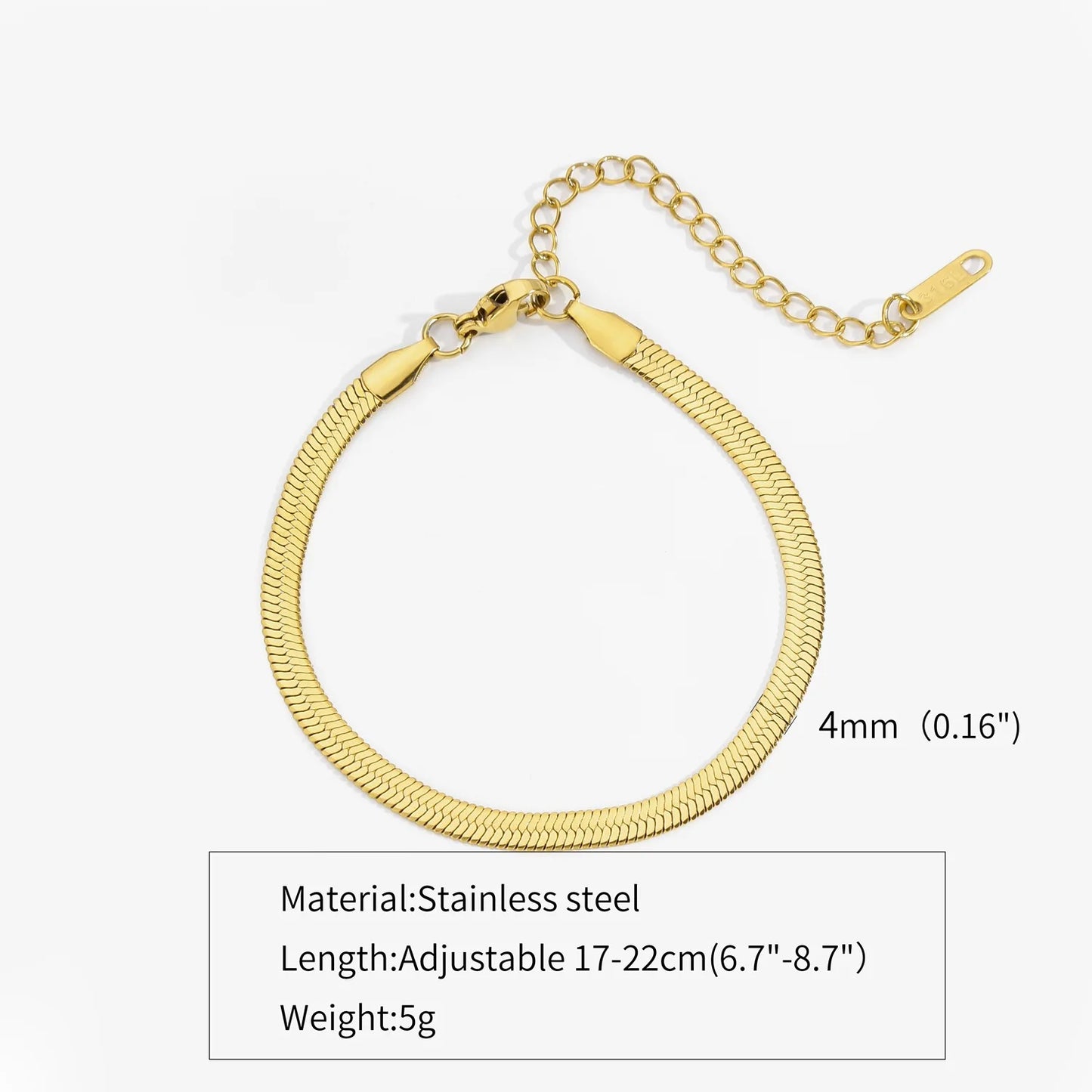 Hip Hop Stainless Steel Bracelet Gold Color Snake Chain Titanium Steel Bracelet For Women Men Fashion Jewelry Accessories