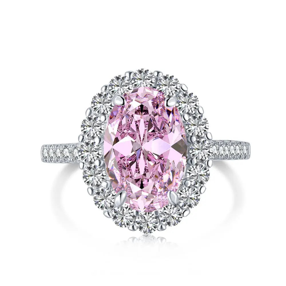 EUREKA 925 Sterling Silver Crushed Ice Cut Lab Pink Sapphire Gemstone Ring For Women Wedding Engagement Jewelry