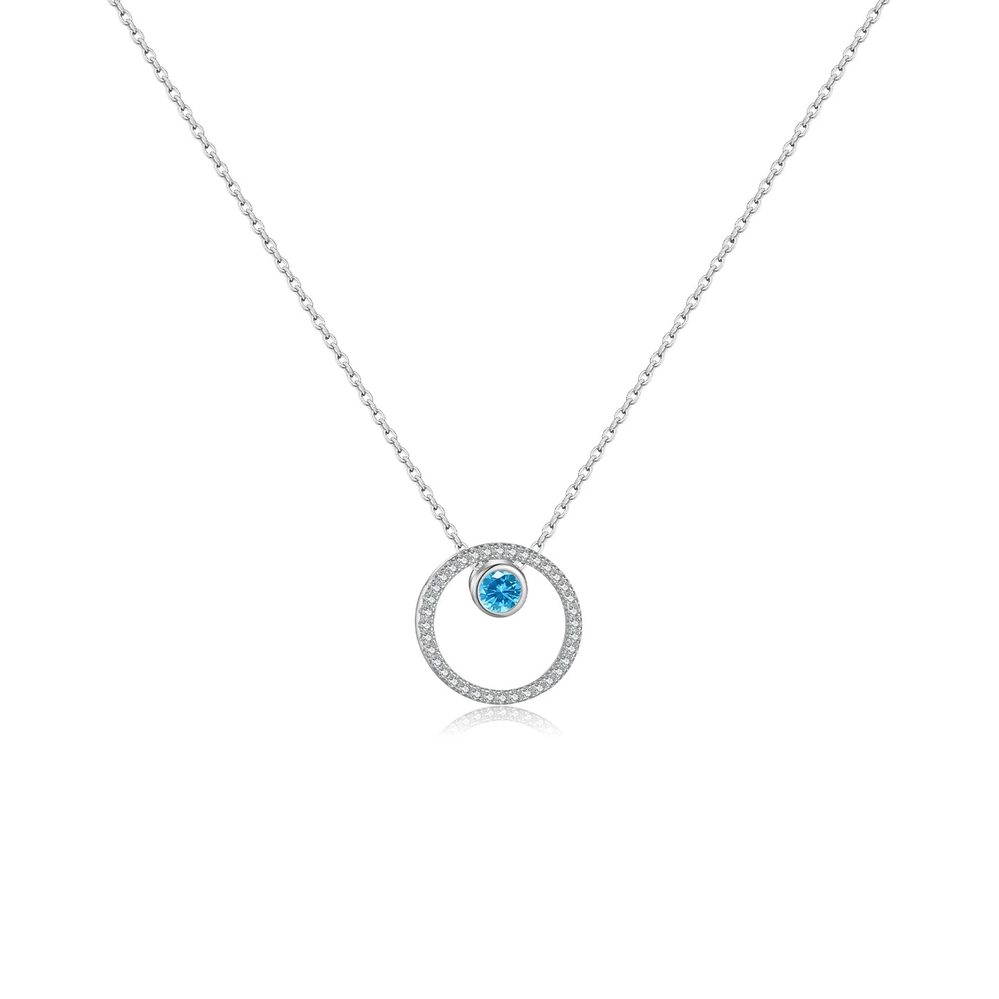 DPLAOPA 925 Sterling Silver Blue Crystal CZ Circle Pendant Zircon Move Triple In 3 Wearing Necklace Luxury Fine Jewelry