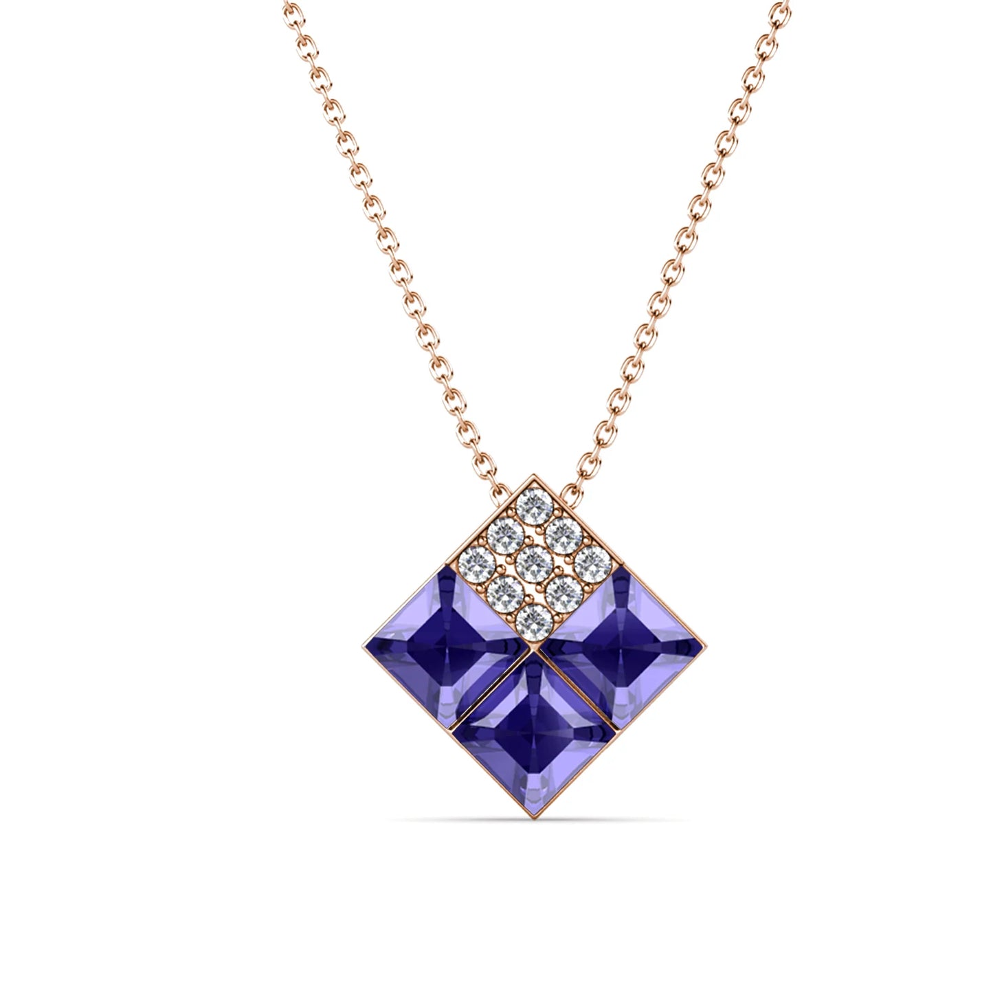 Daisini 925 Sterling Silver Minimalist Rhombus Pendant Clavicle Chain Necklace for Women with Swarovski Crystals Jewelry Gift