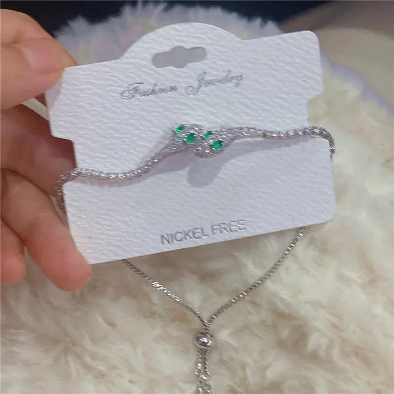Elegant Black Crystal Eyes Snake Zircon Bracelet Women's Fashionable Personalized Daily Accessory Party Jewelry Birthday Gifts