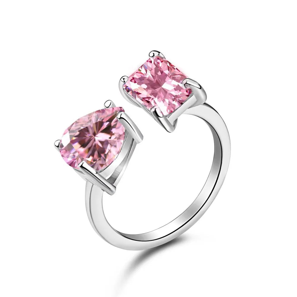 EUREKA 925 Sterling Silver Crushed Ice Cut Lab Pink Sapphire Gemstone Ring For Women Wedding Engagement Jewelry