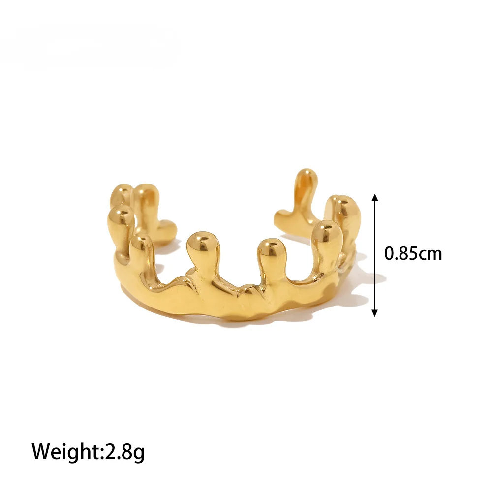 Fashion Irregular Stainless Steel Waterproof Open Ring Personality Charms PVD Real Gold 18K Plated Trendy Jewelry Gifts for Wome