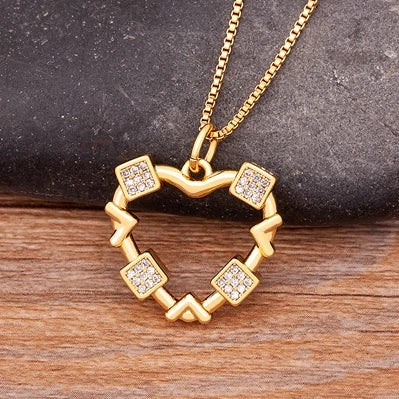 Nidin Romantic Simple Heart-shaped Necklaces Exquisite Crystal Zircon Pendant Gold Plated Clavicle Chain Women's Wedding Jewelry