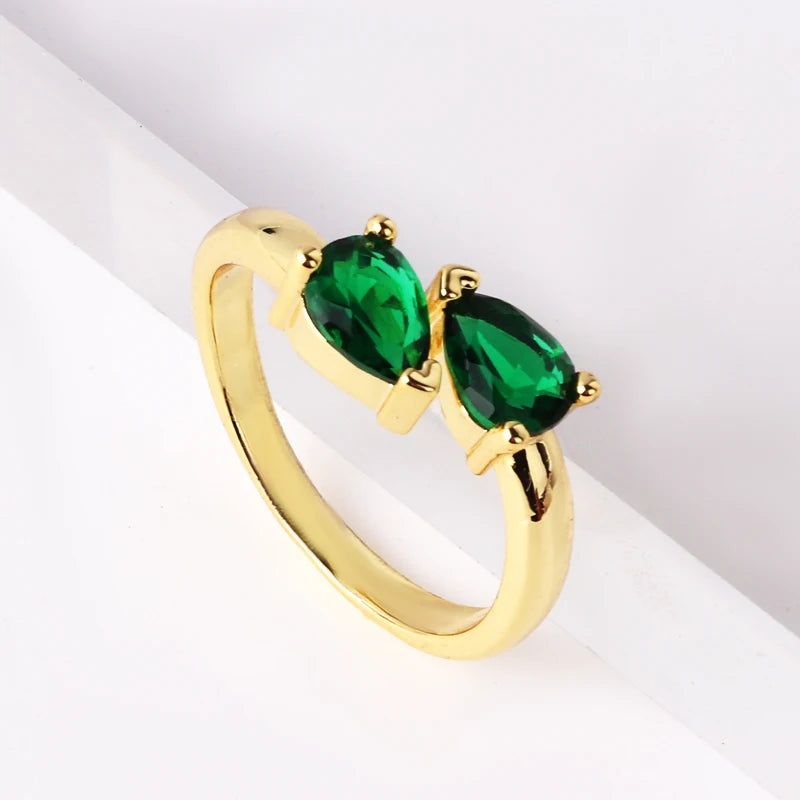 Fashion Green Cubic Zirconia 18K Gold Plated Emerald Crystal For Women Charm Bling Luxury CZ Zircon Jewelry New