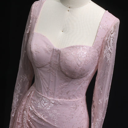 Sharon Said Arabic Lace Purple Mermaid  Off-shoulder Evening Dress with Sleeves for Women Wedding Party Gowns SF075 Customized