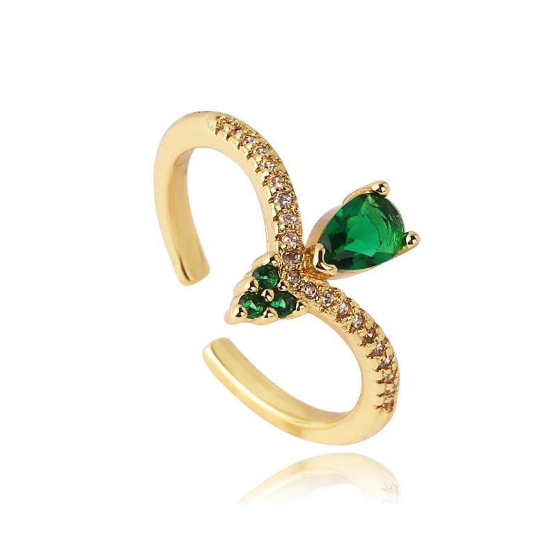 Fashion Green Cubic Zirconia 18K Gold Plated Emerald Crystal For Women Charm Bling Luxury CZ Zircon Jewelry New