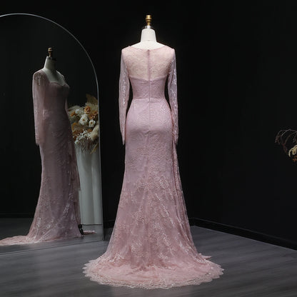 Sharon Said Arabic Lace Purple Mermaid  Off-shoulder Evening Dress with Sleeves for Women Wedding Party Gowns SF075 Customized