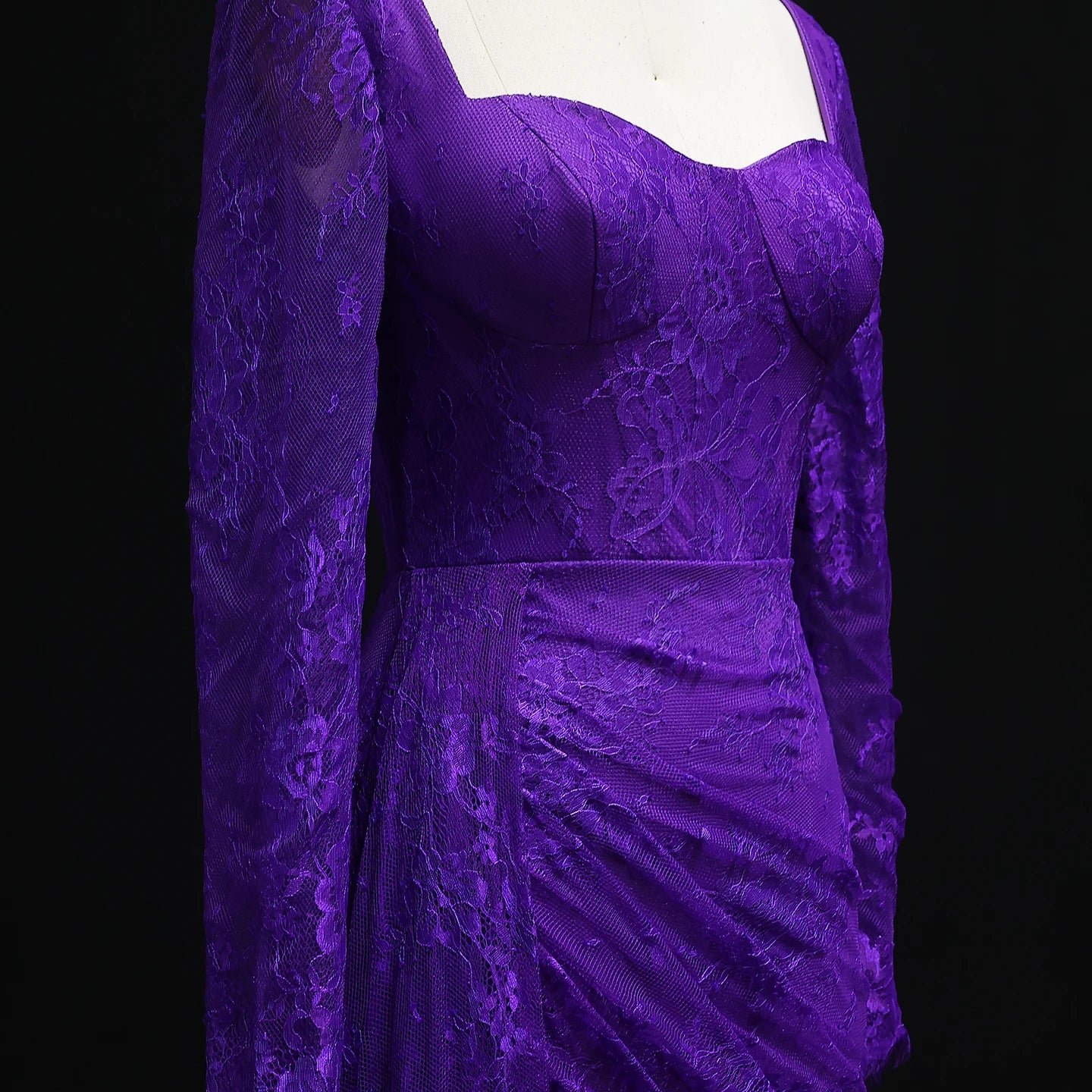 Sharon Said Arabic Lace Purple Mermaid  Off-shoulder Evening Dress with Sleeves for Women Wedding Party Gowns SF075 Customized