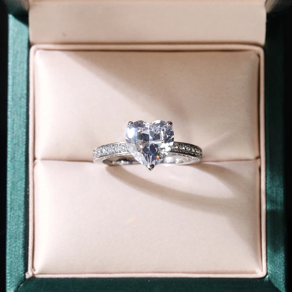 Huitan Luxury Heart CZ Women Wedding Sets Ring/Earring/Necklace High-quality Silver Color Love Jewelry Eternity Accessories Bulk