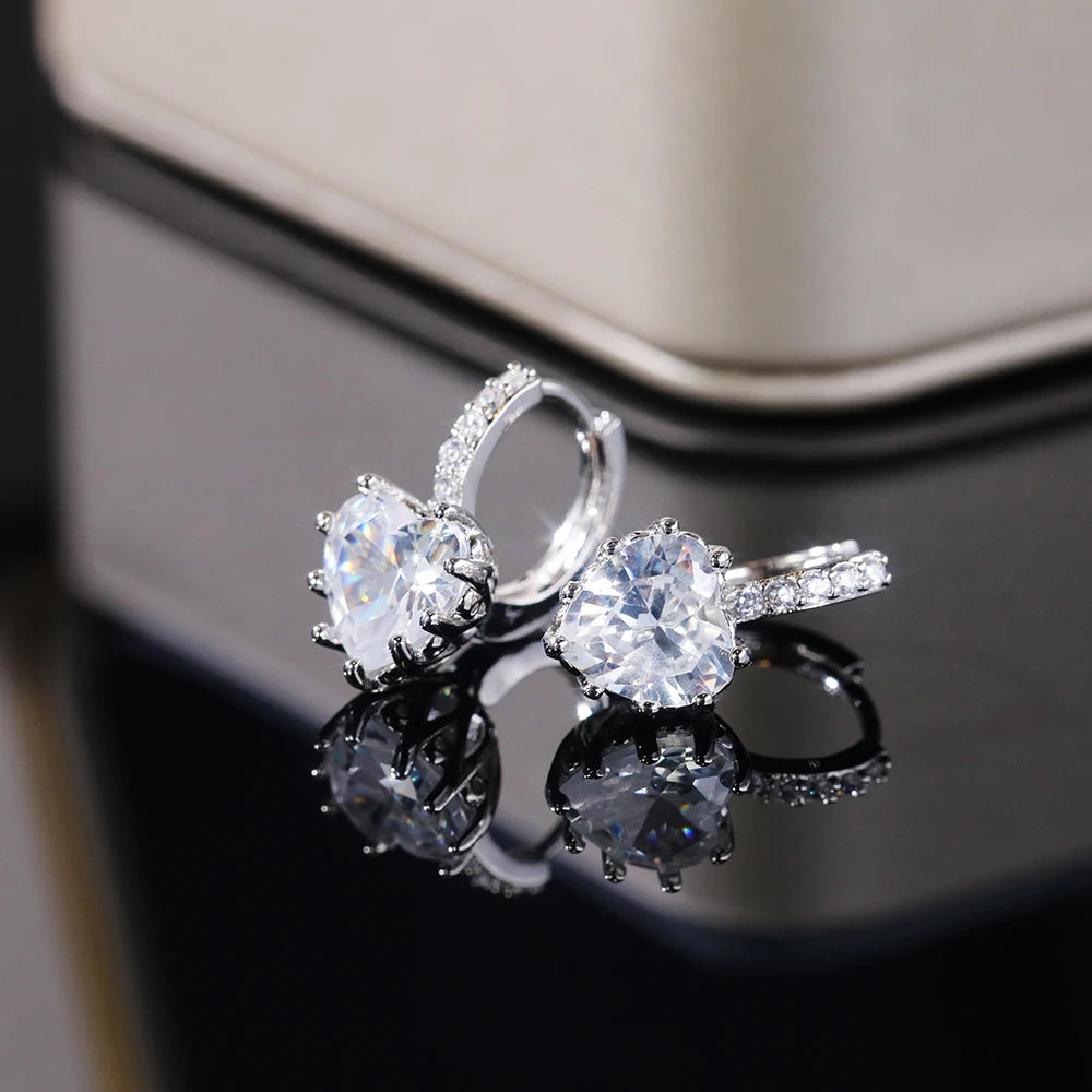 Huitan Luxury Heart CZ Women Wedding Sets Ring/Earring/Necklace High-quality Silver Color Love Jewelry Eternity Accessories Bulk