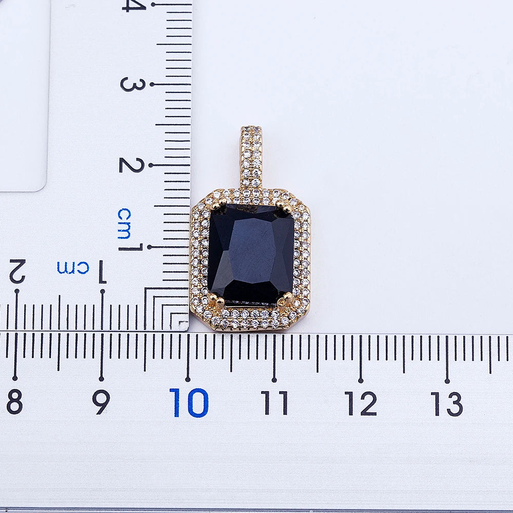 Nidin Top Quality Austrian Crystal Geometric Rectangle Pendant Necklaces For Women 5 Colors Stone Zircon Party Wedding Jewelry