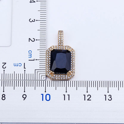 Nidin Top Quality Austrian Crystal Geometric Rectangle Pendant Necklaces For Women 5 Colors Stone Zircon Party Wedding Jewelry
