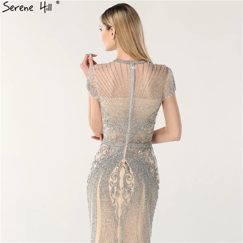 Navy Blue Sleeveless Luxury Evening Dresses Full Diamond Mermaid   2025 Serene Hill Plus Size LA60742 Customized