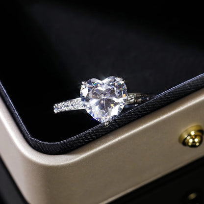 Huitan Luxury Heart CZ Women Wedding Sets Ring/Earring/Necklace High-quality Silver Color Love Jewelry Eternity Accessories Bulk